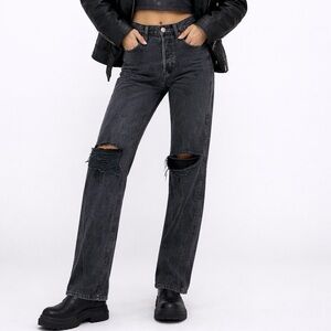 RE/DONE 90s High Rise Loose Distressed Jeans Black Size 24 Grunge